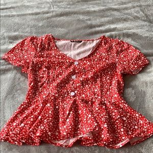 red shein flower shirt